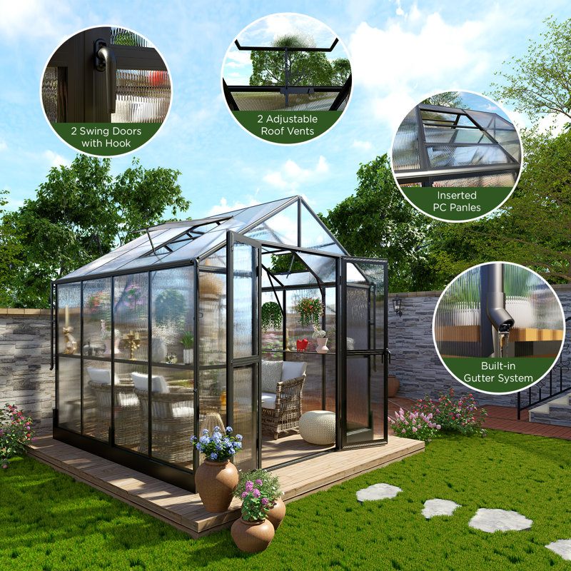 AMERLIFE Aluminum Greenhouses for Outdoors, Polycarbonate